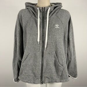 Adidas Charcoal Heather Zip-Up Hoodie S